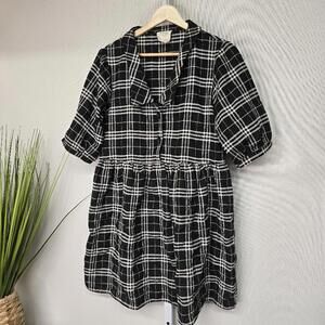 Harper Heritage Black and White‎ Plaid Casual Dress, Size M